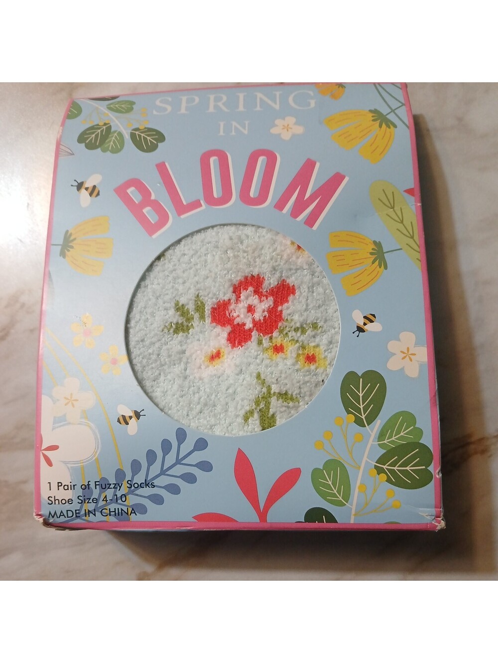 NWT Spring in Bloom - one pair of fuzzy socks with a floral print